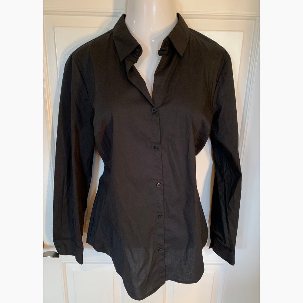 Worthington Black Button Front Blouse